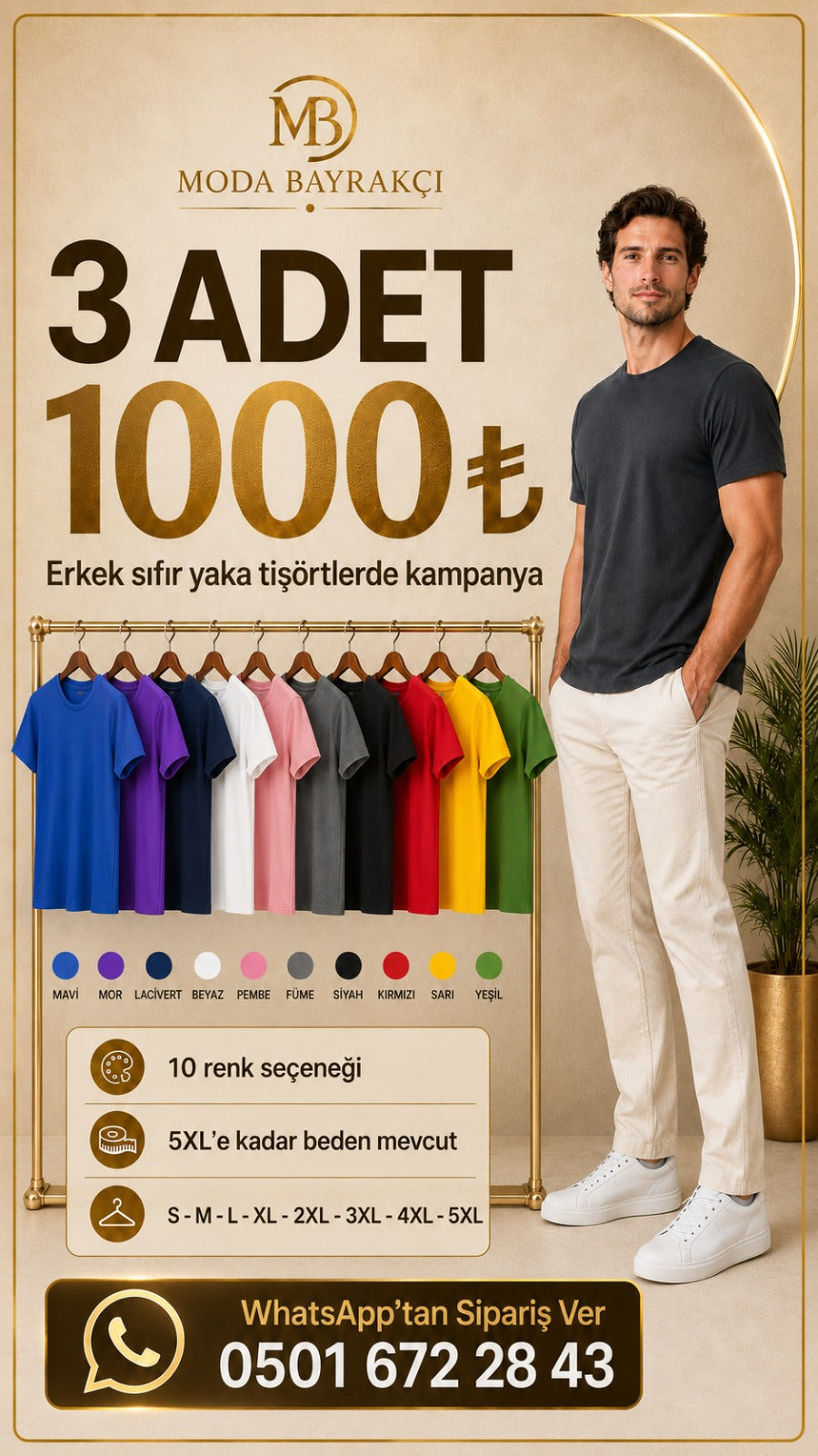 Basic Sıfır Yaka Unisex Tişört