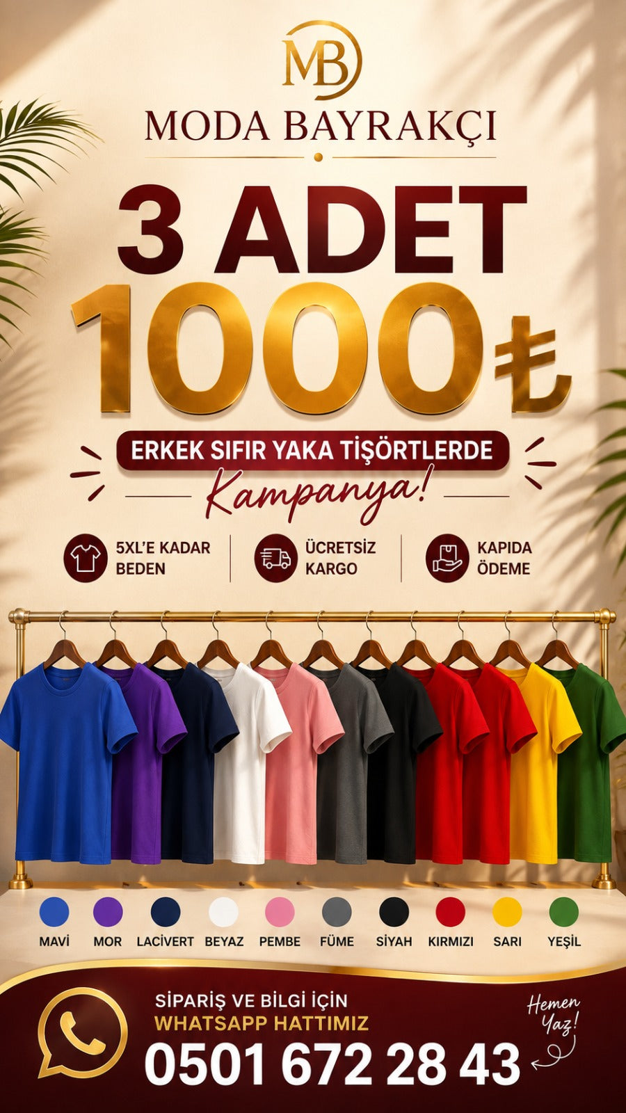 Basic Sıfır Yaka Unisex Tişört