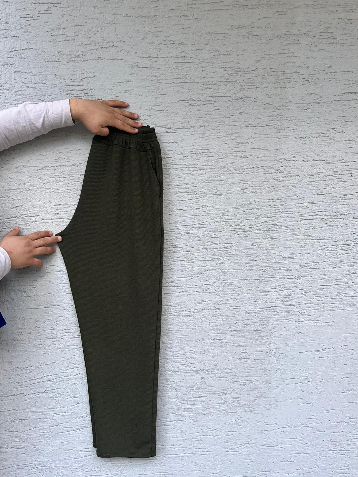 Kadın Rahat Esnek Bel Pantolon-Battal Beden