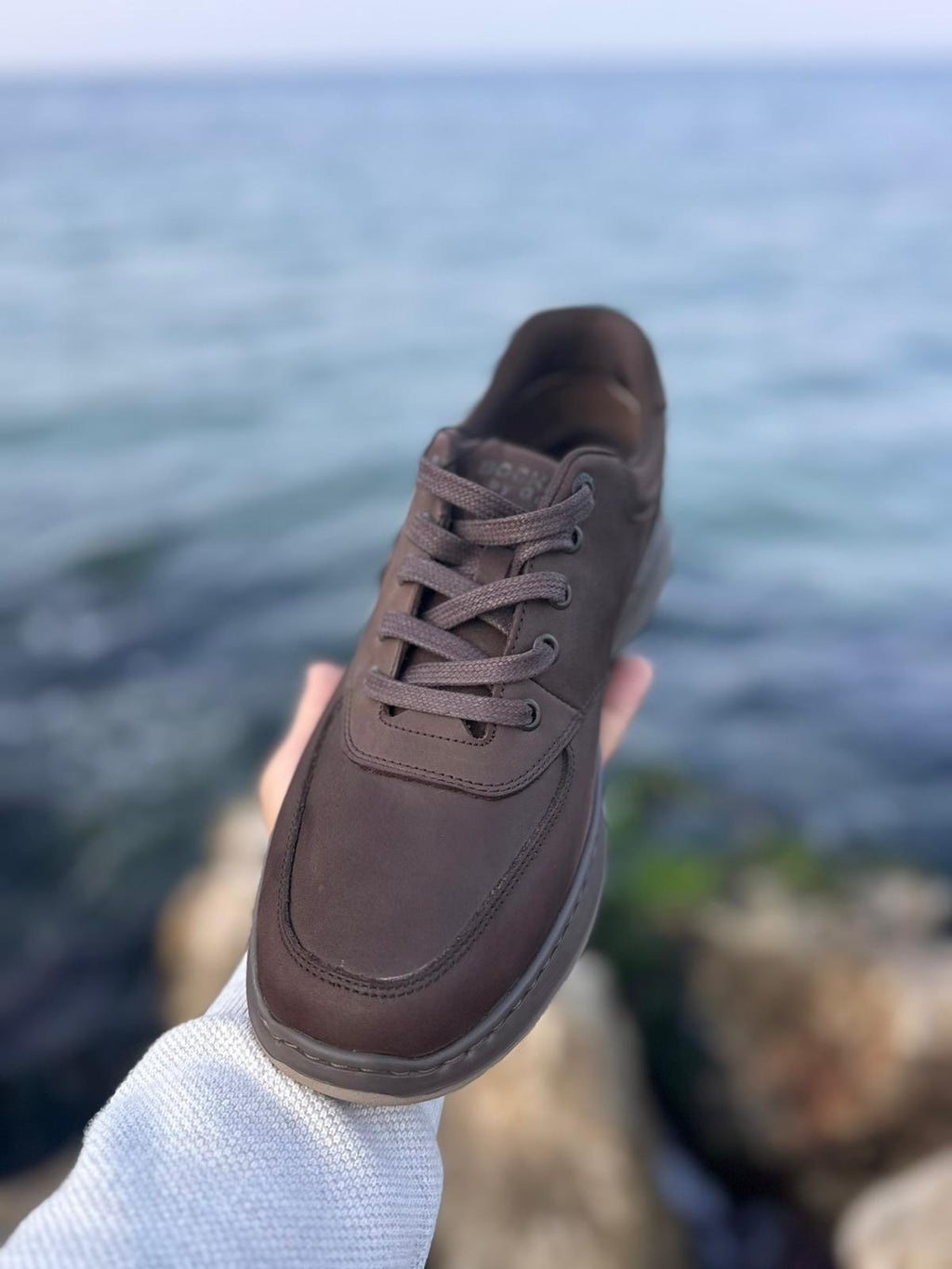 Hakiki Deri Yastık Taban Günlük Erkek Sneaker Ayakkabı