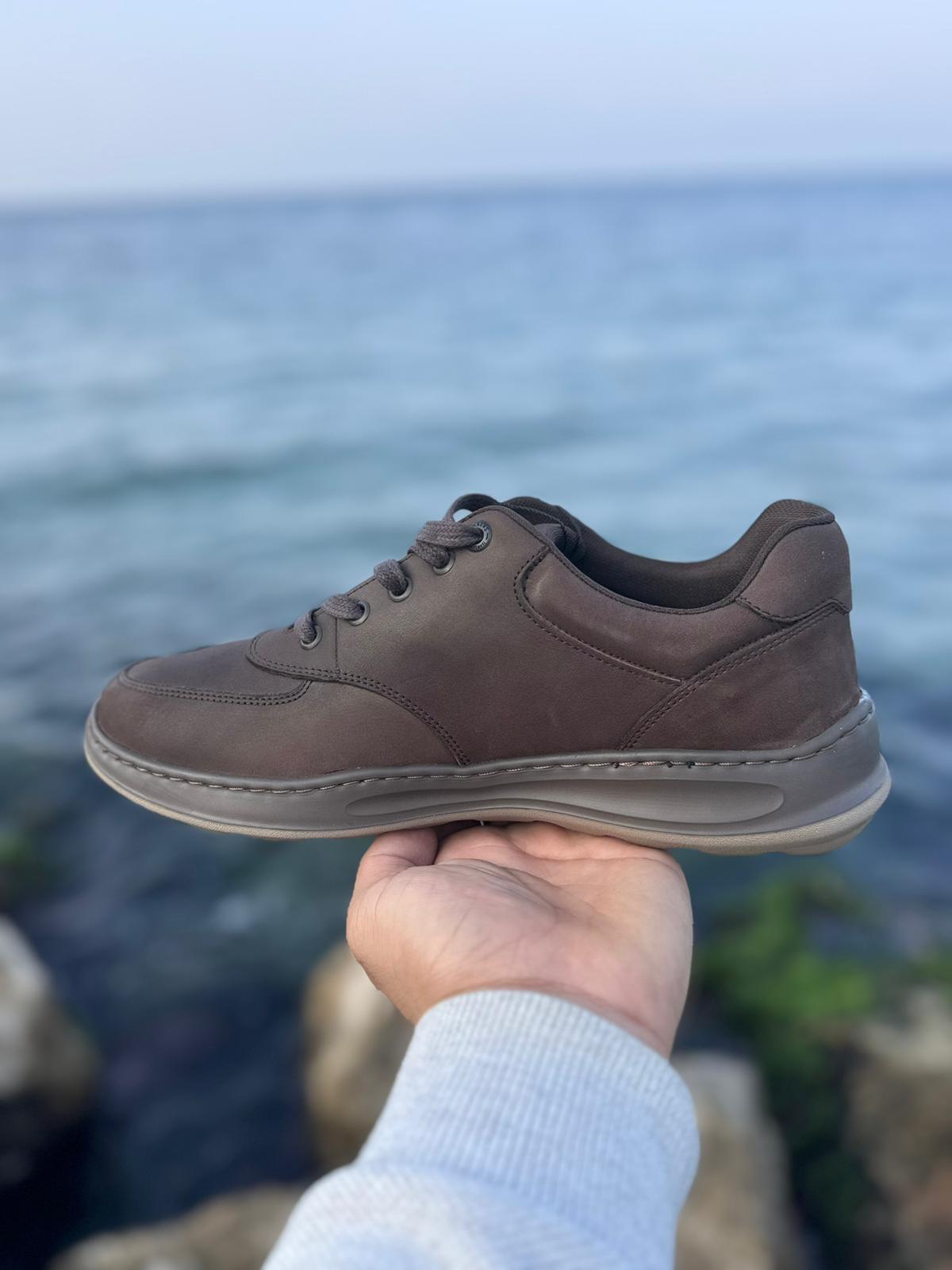 Hakiki Deri Yastık Taban Günlük Erkek Sneaker Ayakkabı