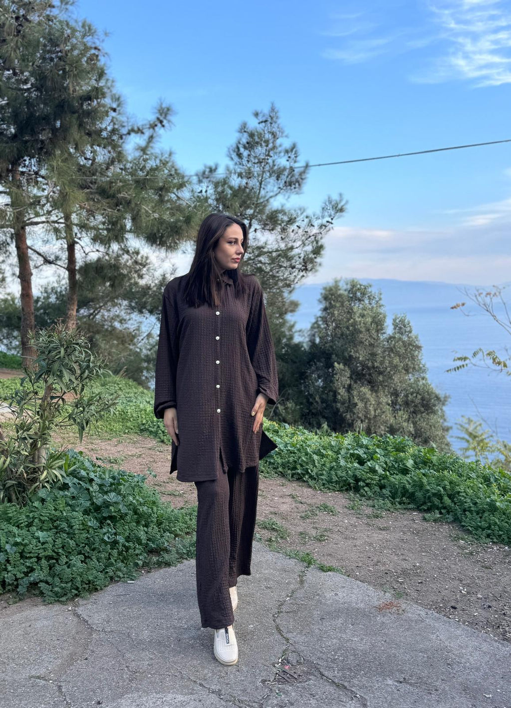 Bürümcük Kumaş Ultra Esnek Pantolon Beli Lastikli İkili Takım