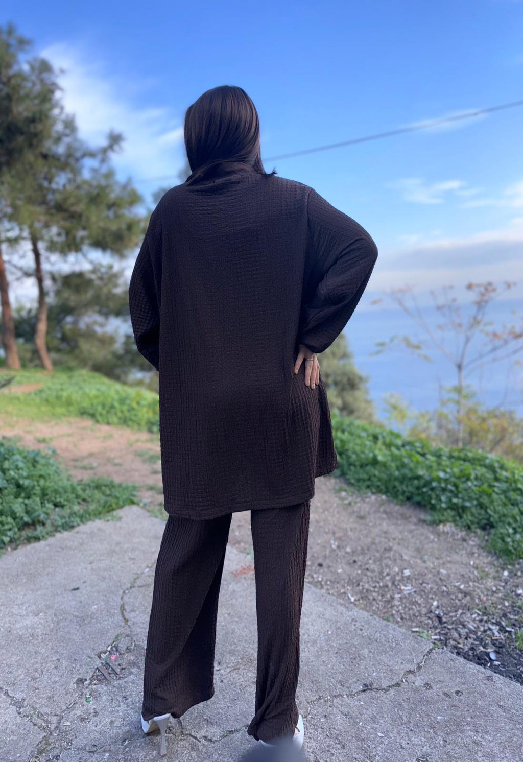 Bürümcük Kumaş Ultra Esnek Pantolon Beli Lastikli İkili Takım