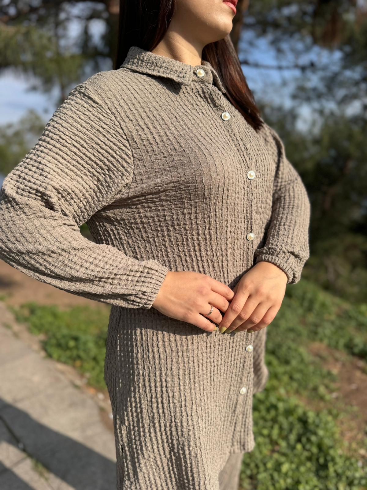 Bürümcük Kumaş Ultra Esnek Pantolon Beli Lastikli İkili Takım