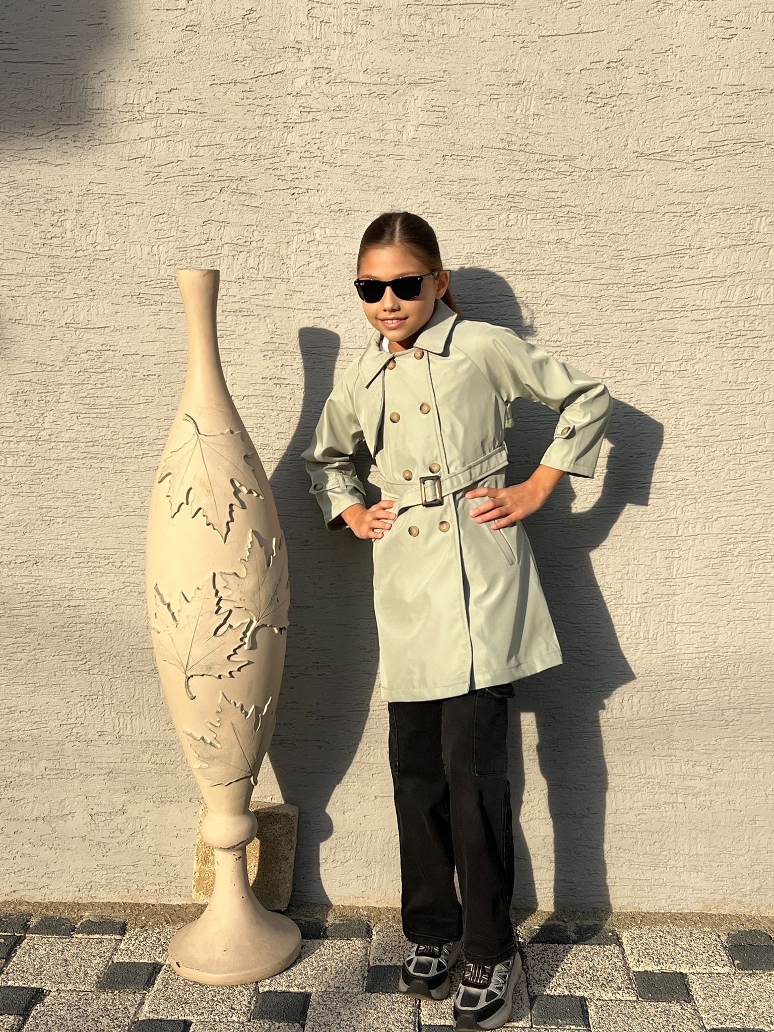 3-12 YAŞ ÇOCUK İÇ ASTARLI DÜĞMELİ ÇİFT CEPLİ VE KEMERLİ BONDED SU GEÇİRMEZ KUMAŞ TRENÇKOT