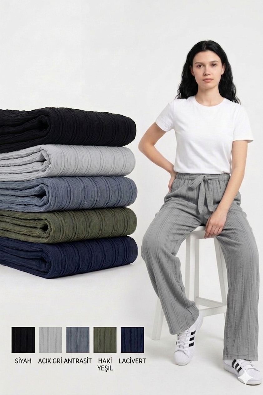 Ultra Esnek Saçaklı Bol Paça Pantolon