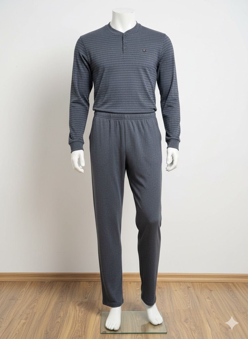 Erkek Pijama Takımı İnterlok Penye Kumaş Cepli Ultra Esnek