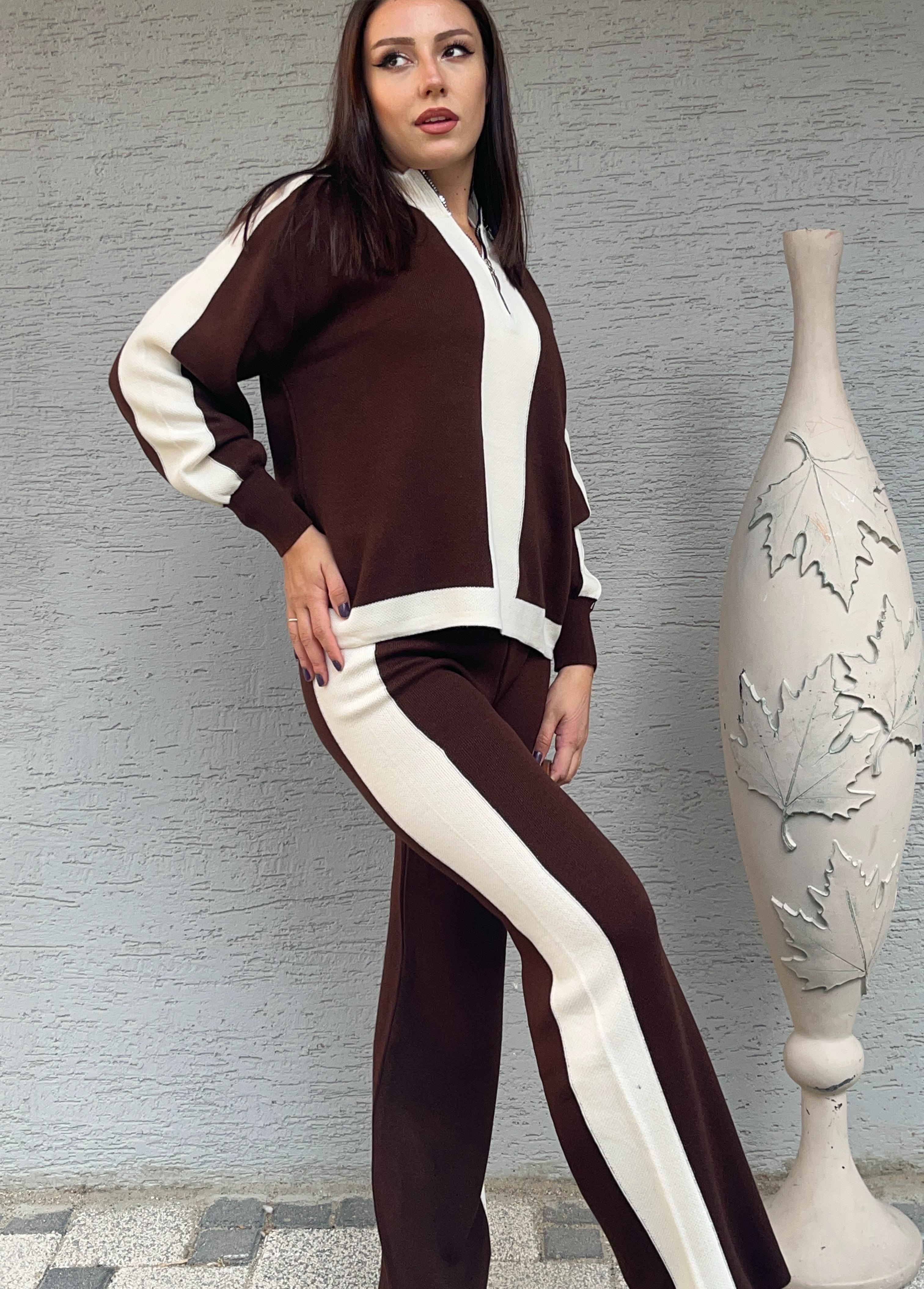 Triko Kumaş Yarıdan Fermuarlı İkili Takım