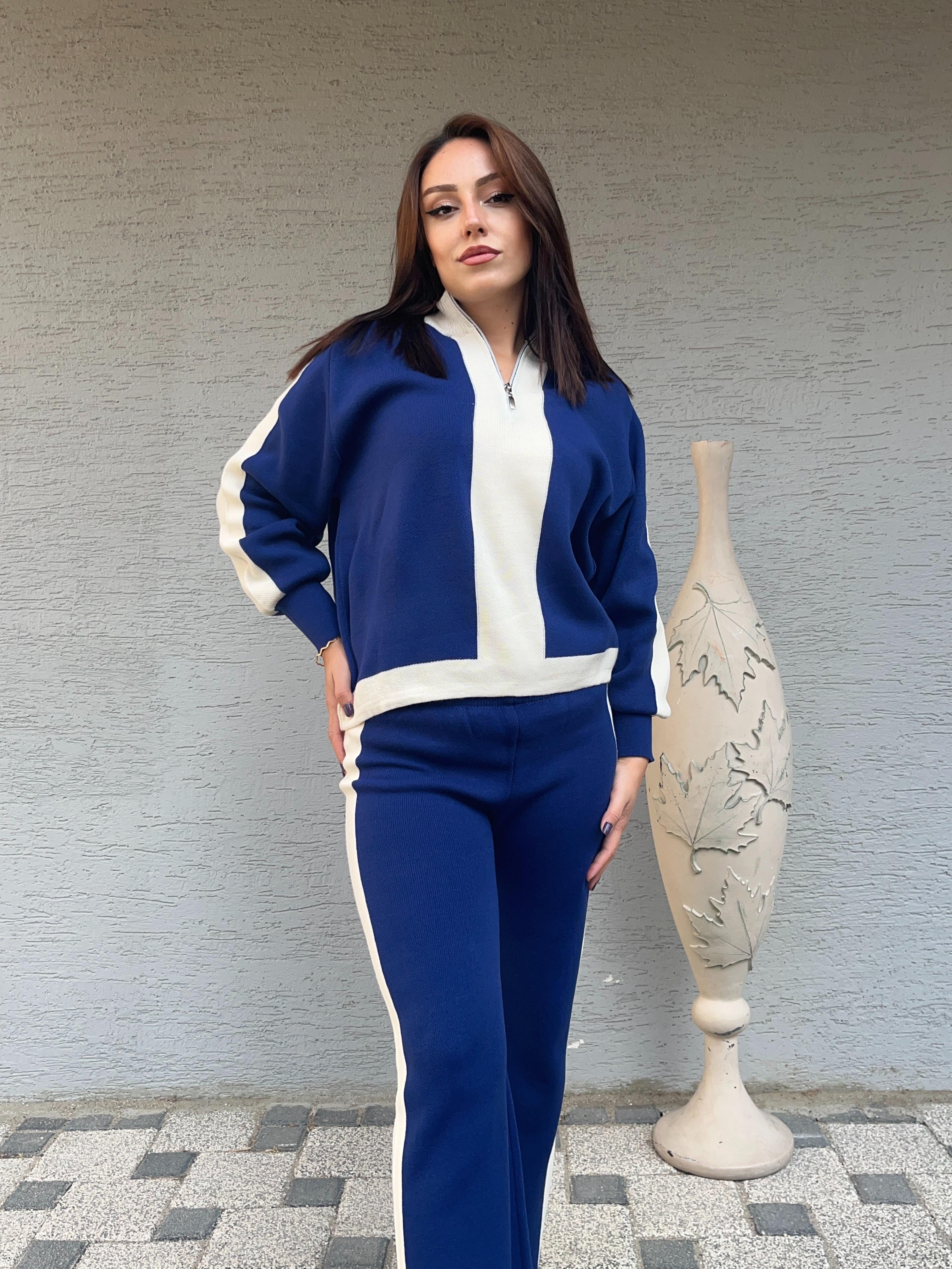 Triko Kumaş Yarıdan Fermuarlı İkili Takım