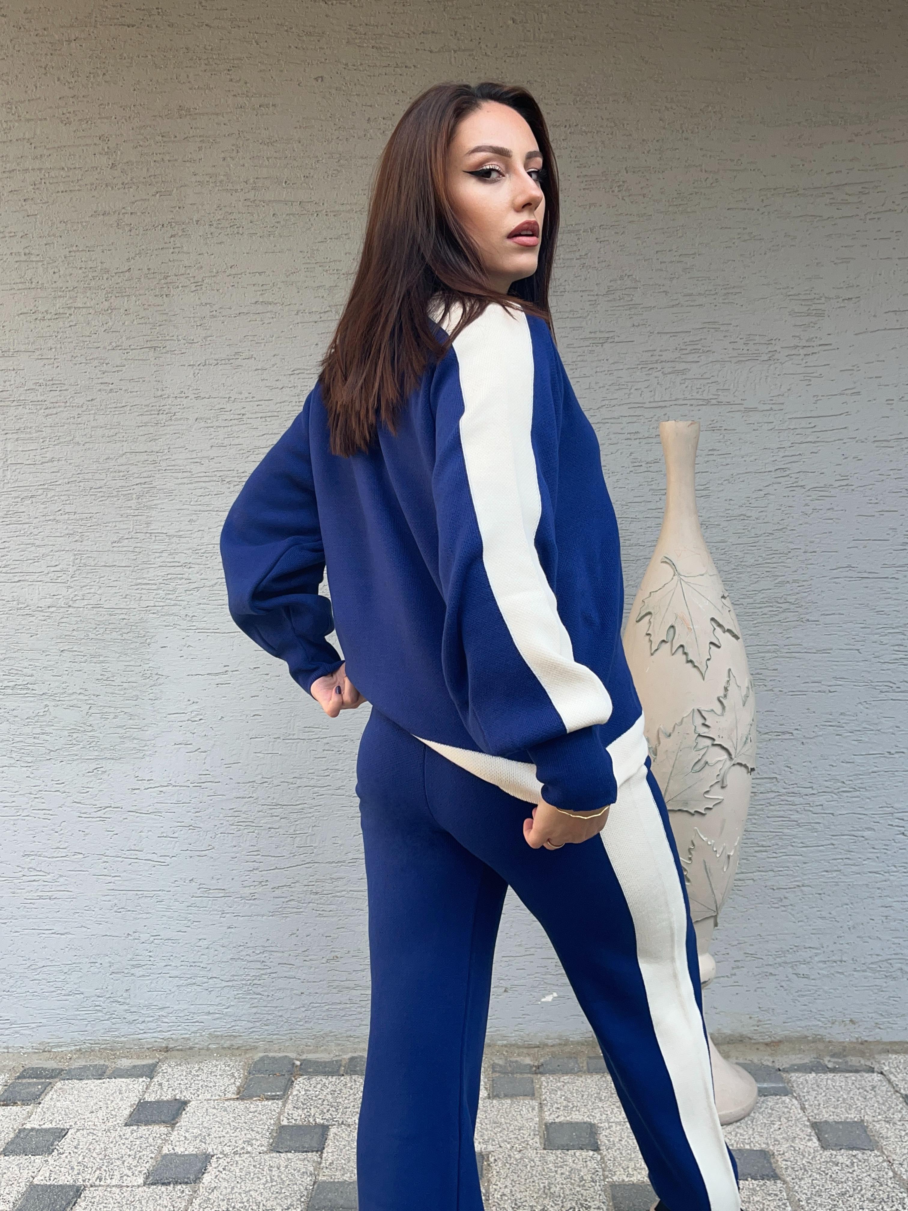 Triko Kumaş Yarıdan Fermuarlı İkili Takım