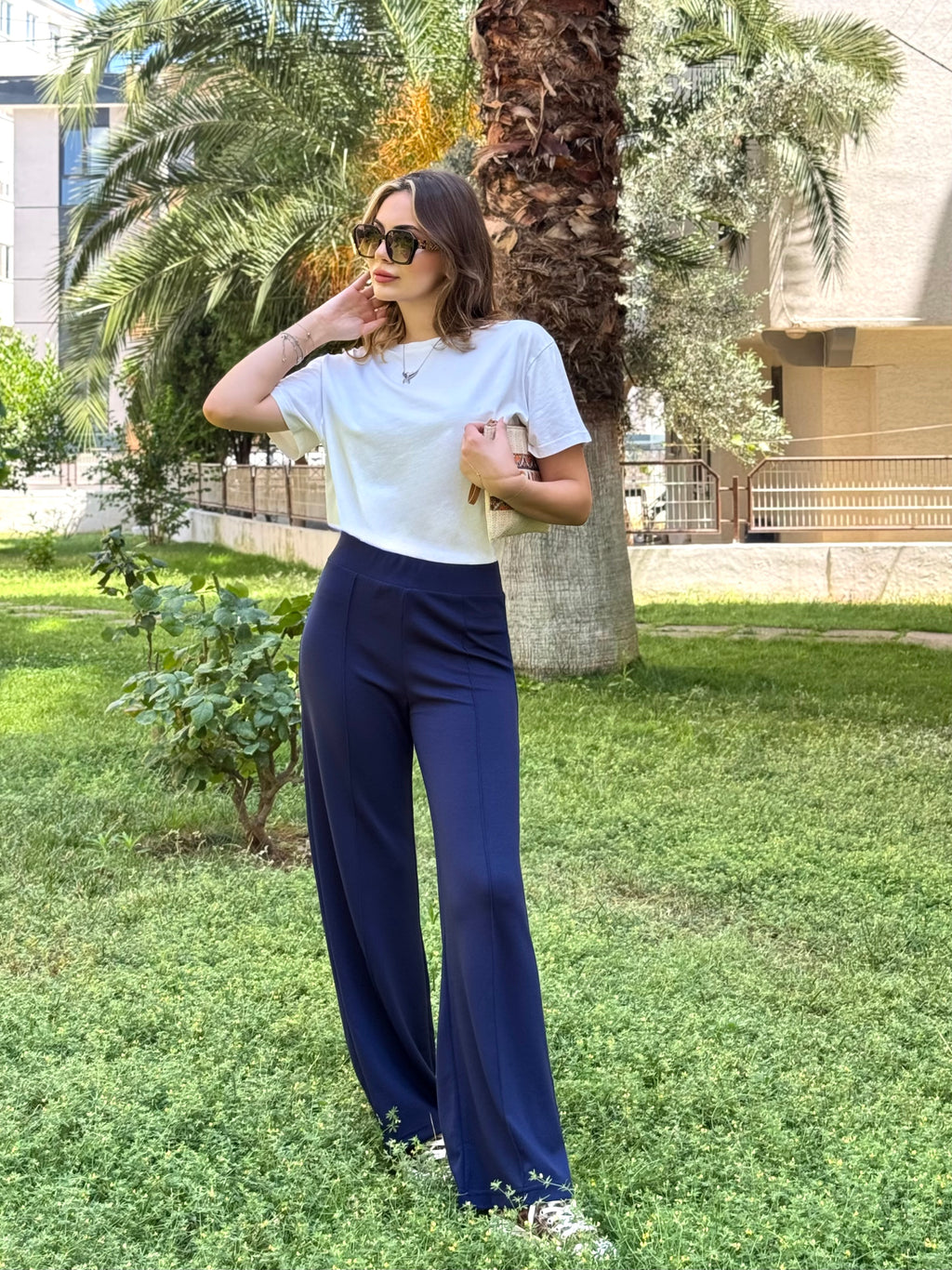 OYSHO KUMAŞ YÜKSEK BEL İSPANYOL PAÇA PANTOLON