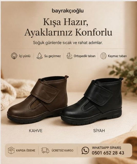 CIRTLI KADIN BOT ESNEK LASTİKLİ YAPI TARAKLI TOPUK DİKENİ AYAKLARA ÖZEL ÜRETİM KIŞLIK BOT