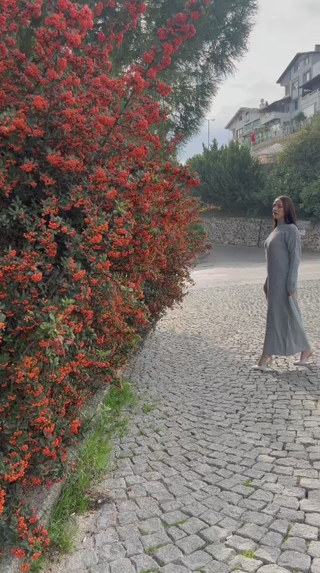 KUŞAKLI BAĞLAMALI YARI BOĞAZLI ESNEK MERSERİZE TRİKO KUMAŞ ELBİSE