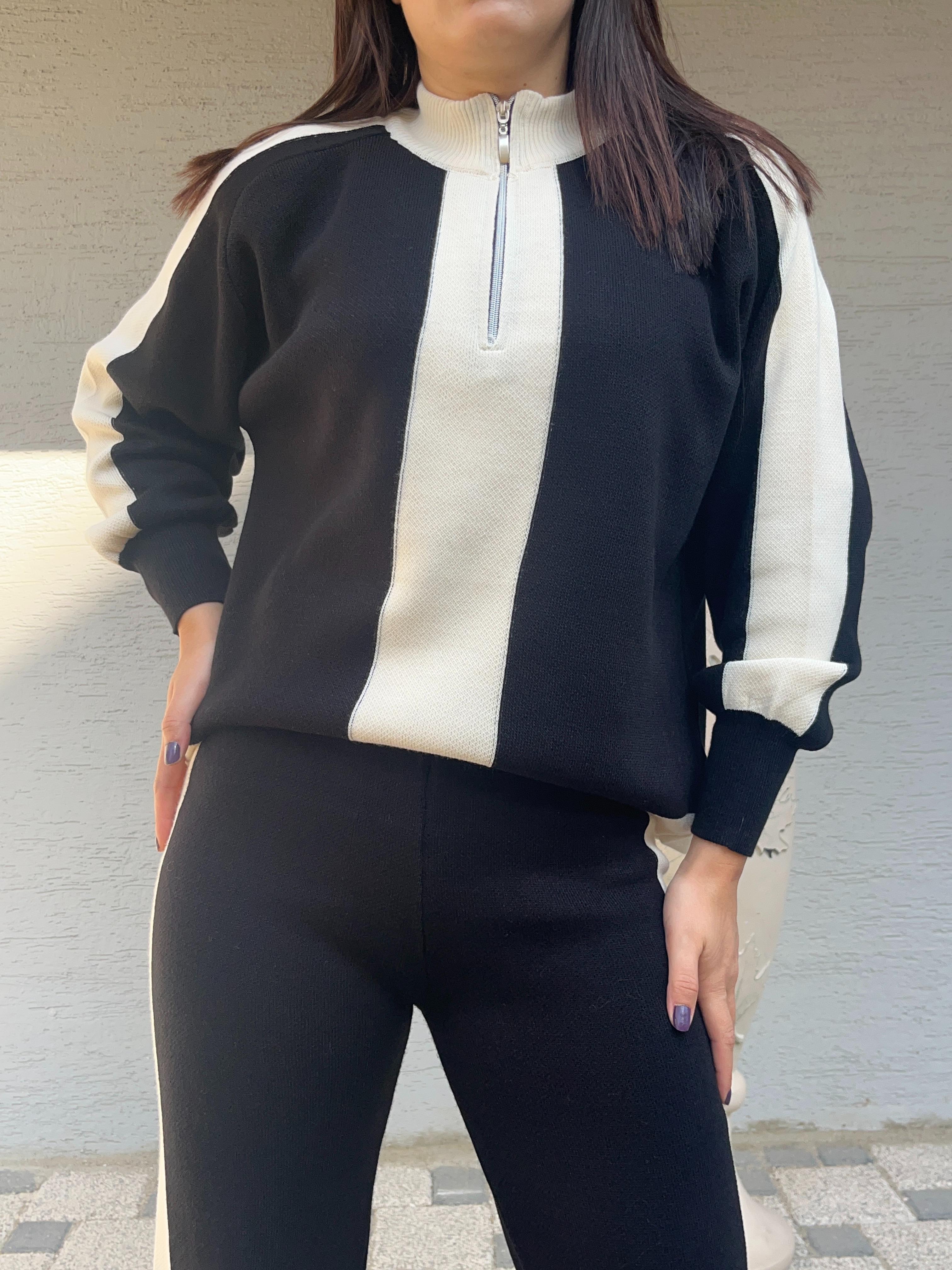 Triko Kumaş Yarıdan Fermuarlı İkili Takım