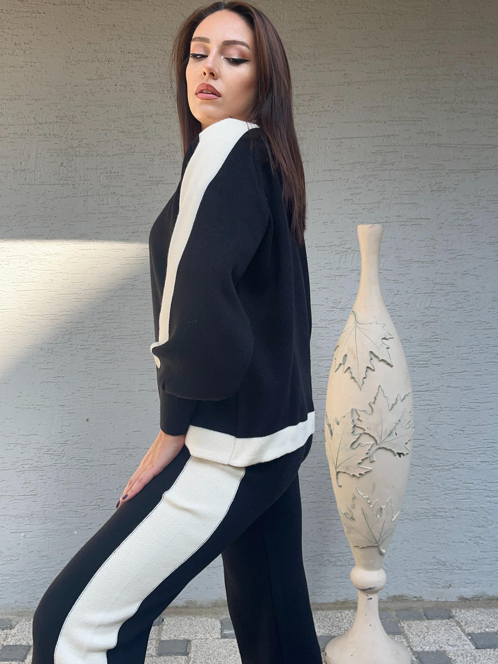 Triko Kumaş Yarıdan Fermuarlı İkili Takım