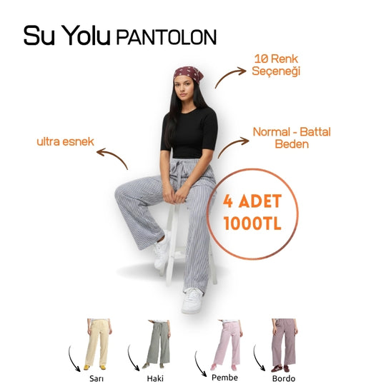 Kadın Suyolu %100 Pamuklu Yazlık Pantolon