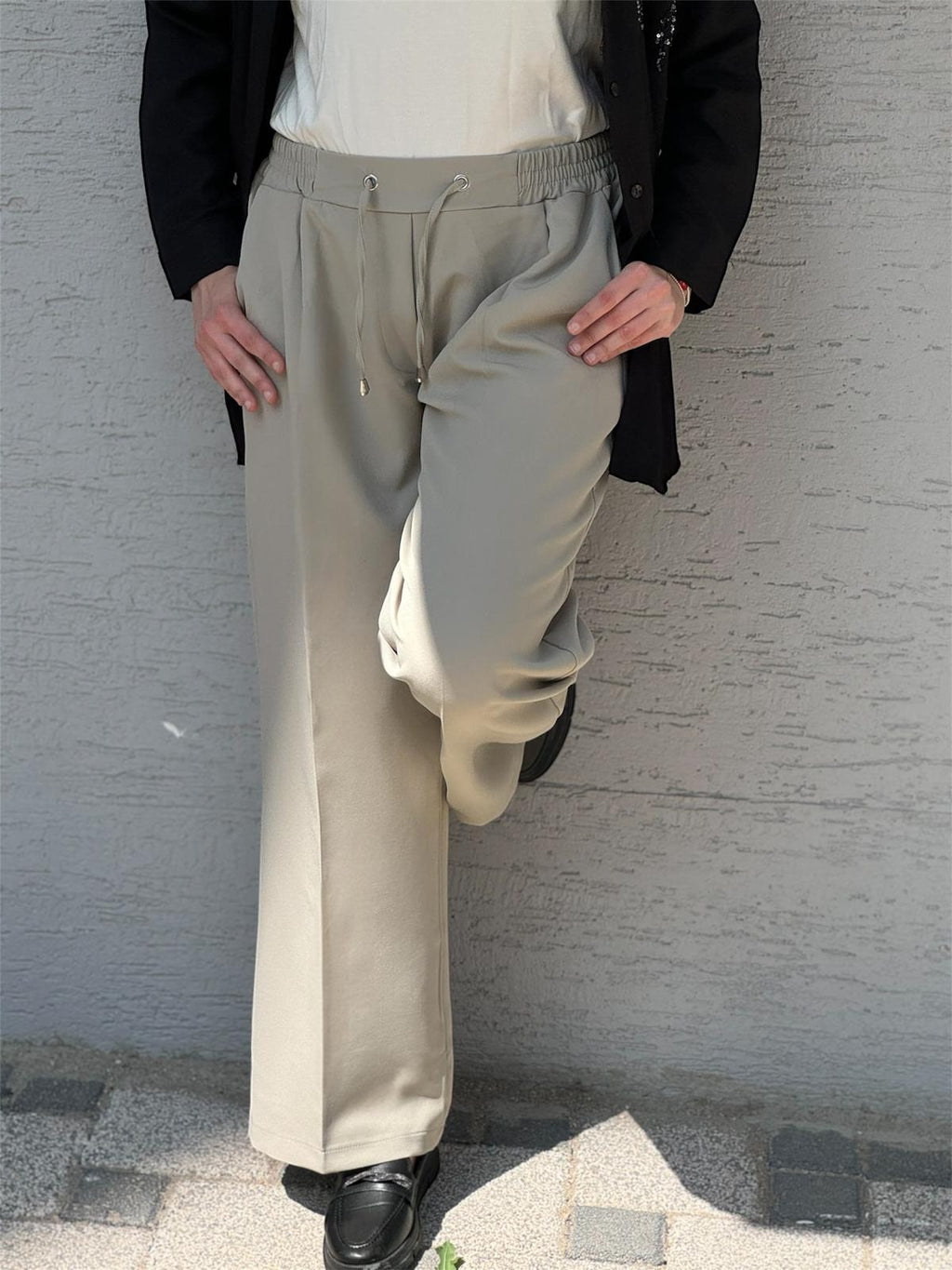 DOUBLE KREP KUMAŞ BOL PAÇA PANTOLON